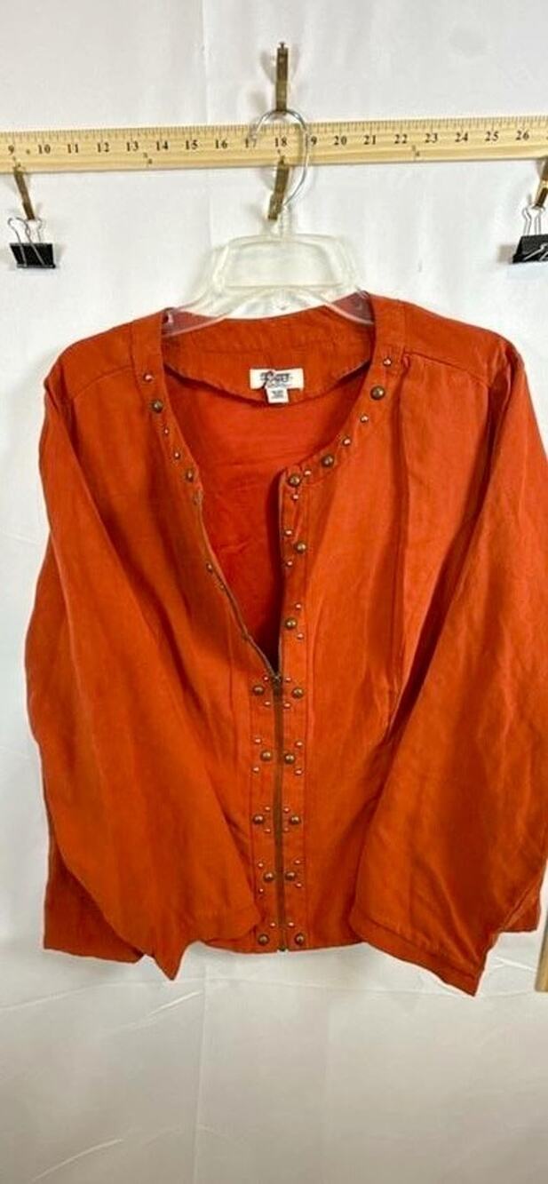 Cato Woman Plus 18/20W Orange Faux Suede Studded Full Zip Jacket Lightweight